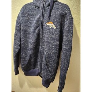 NFL Team Apparel Denver Broncos Blue Fleece lines Full Zip Hoodie Mens XL